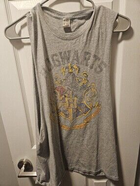 Hogwarts Grey Graphic Muscle Tank Top